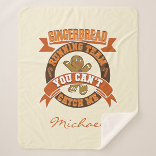 Personalised Christmas Gingerbread Running Team Sherpa Blanket