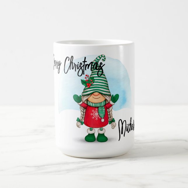 Personalised Christmas Gnome Coffee Mug (Center)