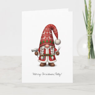 Personalised Christmas Gnome Hair Stylist  Card