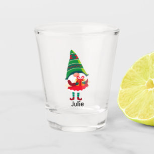 Personalised Christmas Gnome Holding a Gift Box Shot Glass