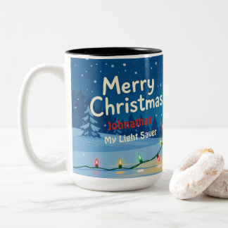 Personalised Christmas Gnome "My Light Saver" Two-Tone Coffee Mug