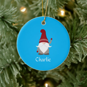 Personalised christmas gnome Ornament,Custom gnome Ceramic Tree Decoration