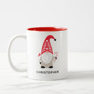Personalised Christmas Gnome Two-Tone Coffee Mug