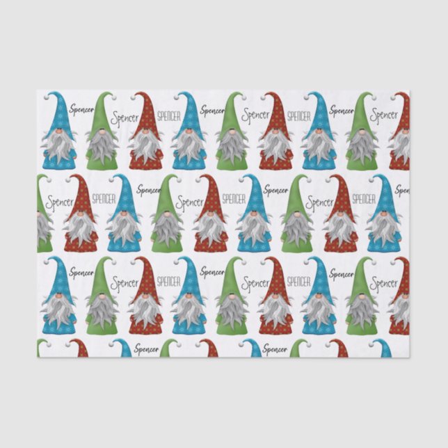 Personalised Christmas Gnomes Tissue Paper Sheets (Front)