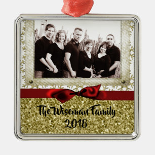 Personalised Christmas Gold Snowfla PHOTO Ornament