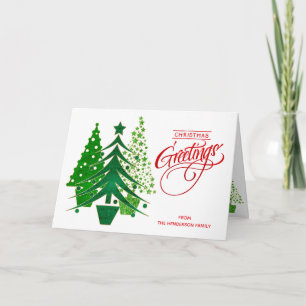 Personalised Christmas Greetings Card with Trees