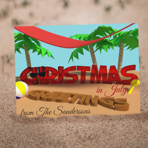 Personalised Christmas Greetings In July Postcard