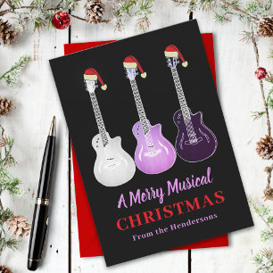 Personalised Christmas Guitar Music Holiday Card
