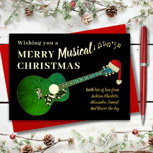 Personalised Christmas Guitar & Santa Hat Gold