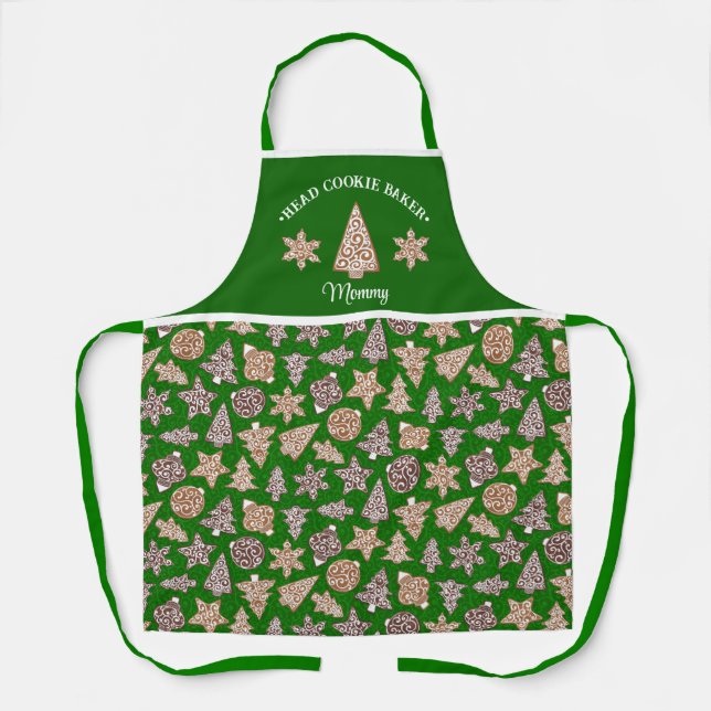 Personalised Christmas Head Cookie Baker Custom Apron (Front)