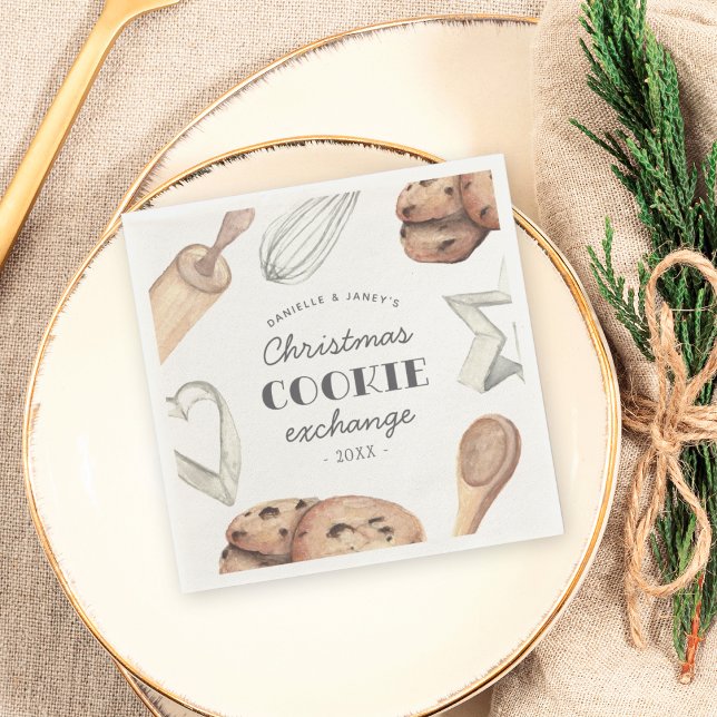 Personalised Christmas Holiday Cookie Exchange Napkin (Creator Uploaded)