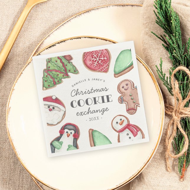 Personalised Christmas Holiday Cookie Swap Party Napkin (Creator Uploaded)