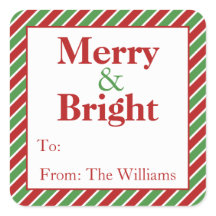 Personalised Christmas Holiday Gift Tag Stickers