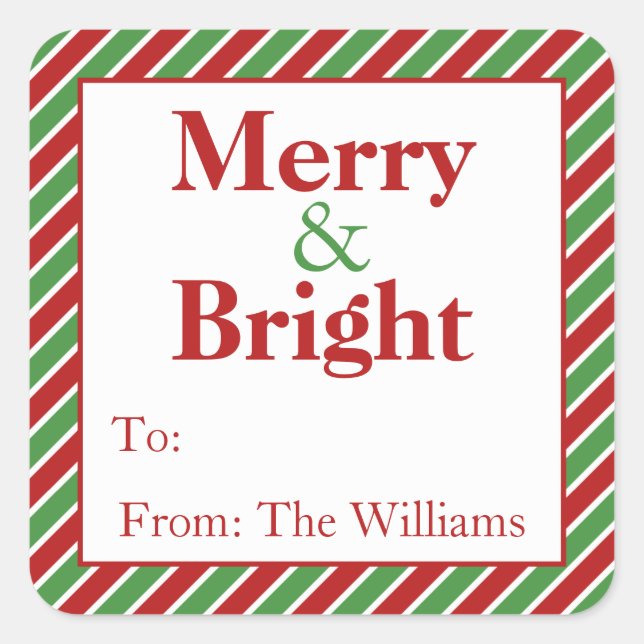 Personalised Christmas Holiday Gift Tag Stickers (Front)