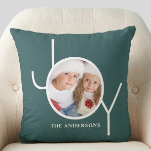 Personalised Christmas Holiday Green Photo Cushion
