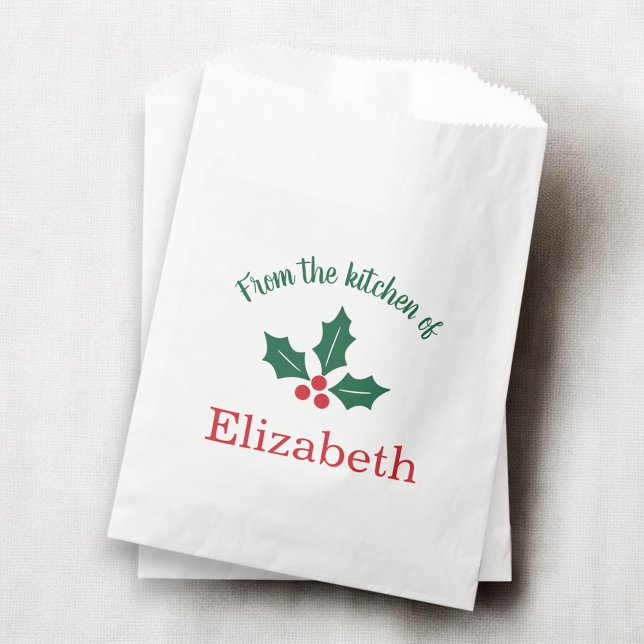 Personalised Christmas Holiday Kitchen Holly Berry Favour Bags (Creator Uploaded)