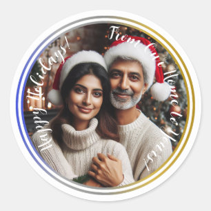 Personalised Christmas Holiday Photo Classic Round Sticker