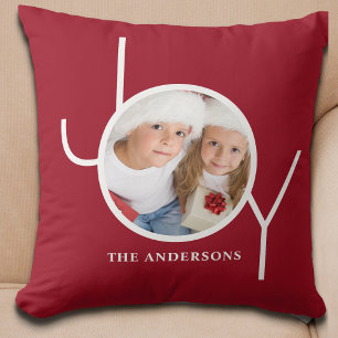 Personalised Christmas Holiday Red Photo Cushion