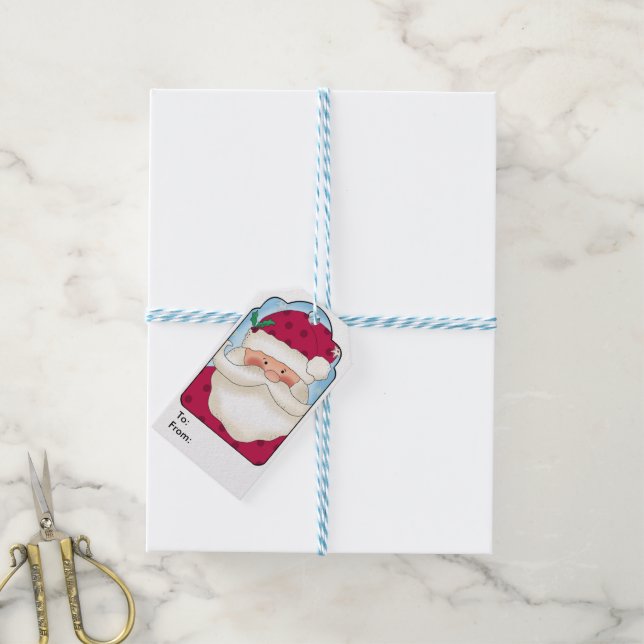 Personalised Christmas Holiday Santa Gift Tag (With Twine)