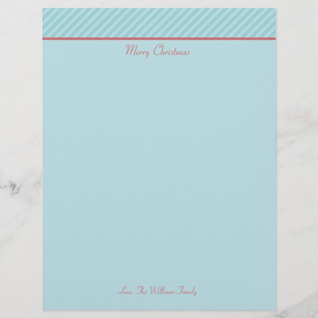 Personalised Christmas Holiday Stationary Paper (Front)