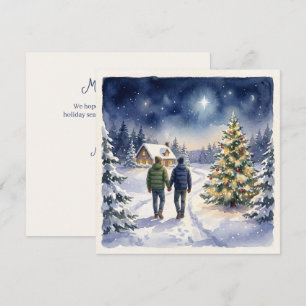 Personalised Christmas Holiday Two Men Gay Card