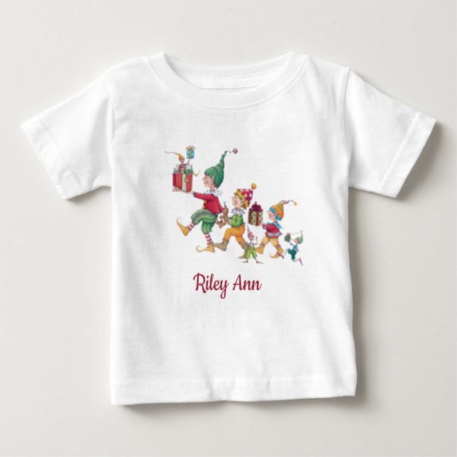 Personalised Christmas Holiday White Baby T-Shirt (Front)