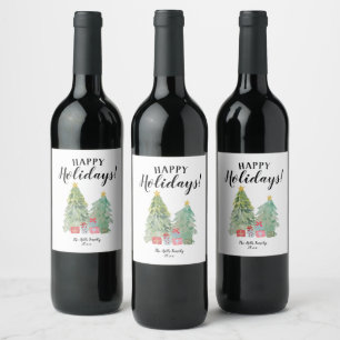 Personalised Christmas holiday wine label