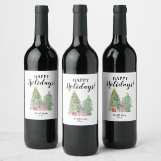 Personalised Christmas holiday wine label
