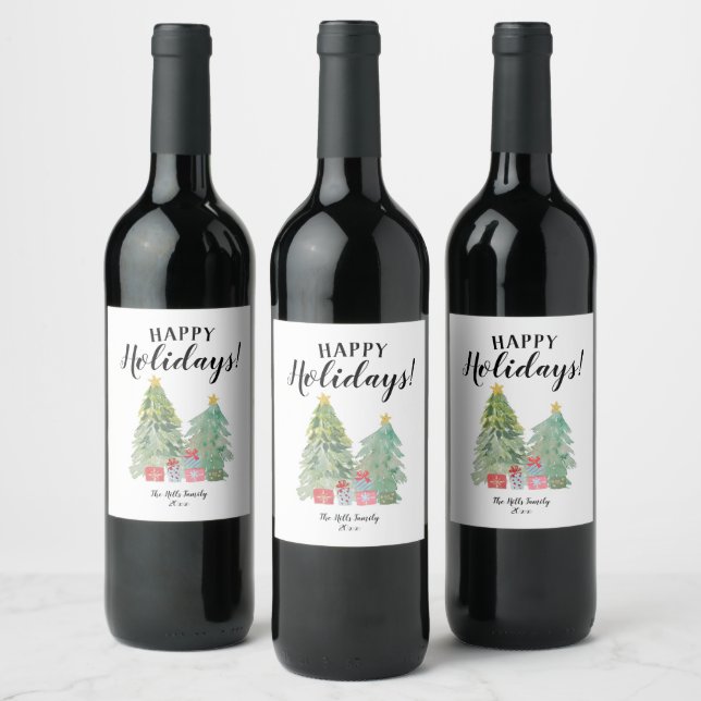 Personalised Christmas holiday wine label (Bottles)