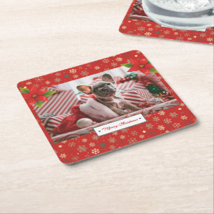 Personalised Christmas Holidays Photo Square Paper Coaster