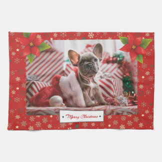 Personalised Christmas Holidays Photo Tea Towel