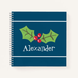 Personalised Christmas Holly & Berries Notebook