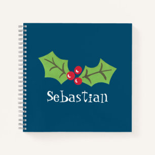 Personalised Christmas Holly & Berries Notebook
