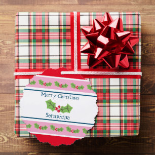 Personalised Christmas Holly & Berries Tree Decoration Card