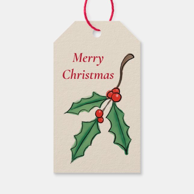 Personalised Christmas Holly Gift Tag (Back)