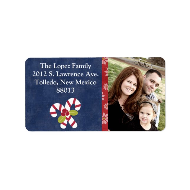Personalised Christmas Holly on Cand Mailing Label (Front)