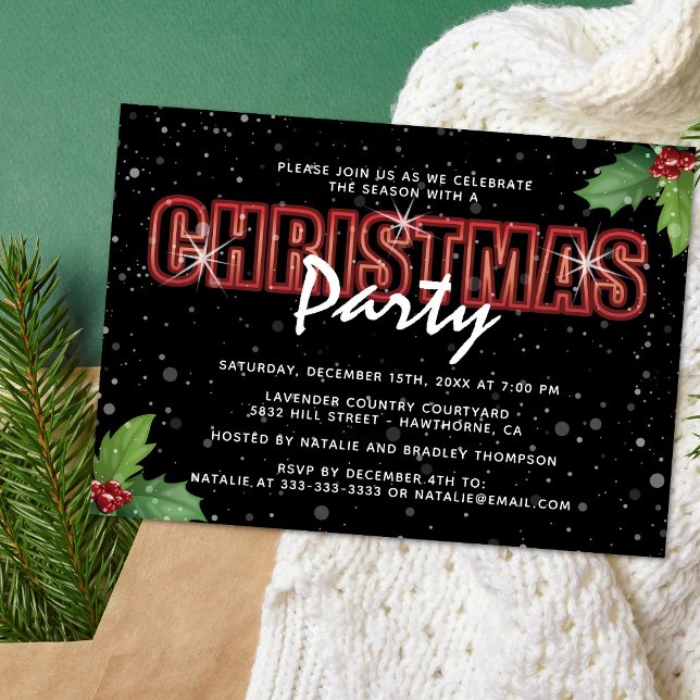Personalised Christmas Holly Party Invitation (Creator Uploaded)