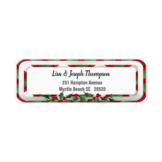 Personalised Christmas Holly  Return Address Label (Front)