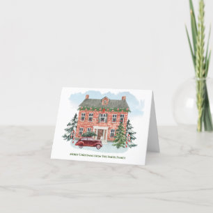 Personalised Christmas Home and Vintage Car  Holiday Card