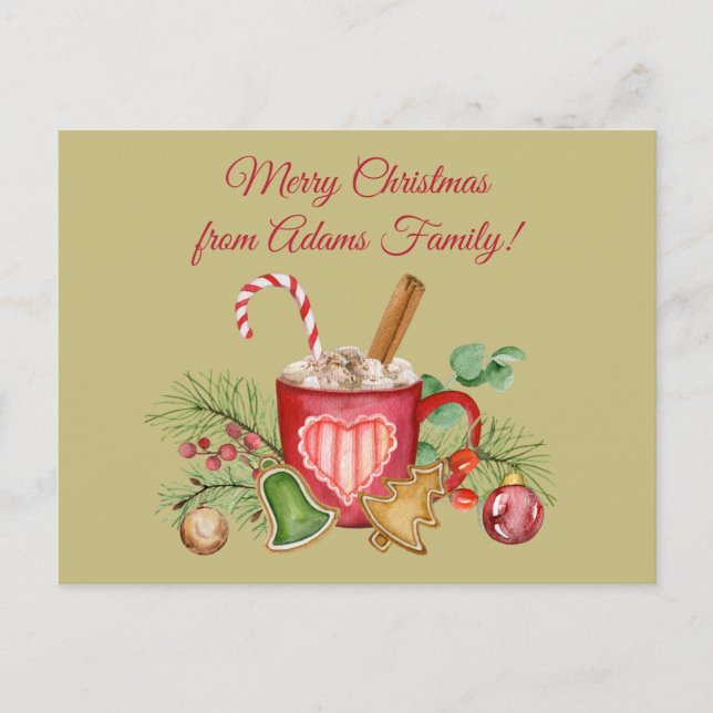 Personalised Christmas Hot Chocolate Mug Postcard (Front)