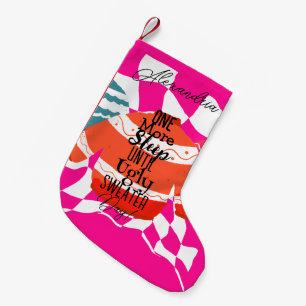 Personalised Christmas Hot Pink Ugly Sweater Small Christmas Stocking