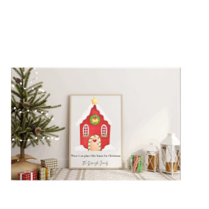 Personalised Christmas House Family Name Art Print