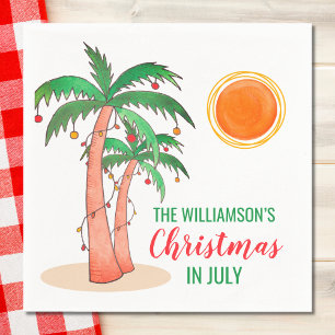 Personalised Christmas in July Palm Trees  Napkin