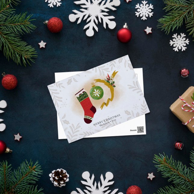 Personalised Christmas Joy Holiday Stocking Postcard (Creator Uploaded)