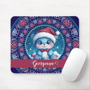Personalised Christmas Kawaii Bear Dot Mandala Mouse Pad