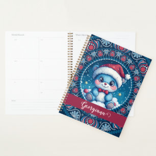 Personalised Christmas Kawaii Bear Dot Mandala Planner