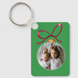 Personalised Christmas Keepsake with Photo & Text Key Ring