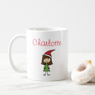 personalised christmas kids girl character coffee mug