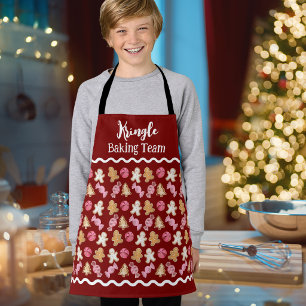 Personalised Christmas Kids Holiday Baking Team Apron