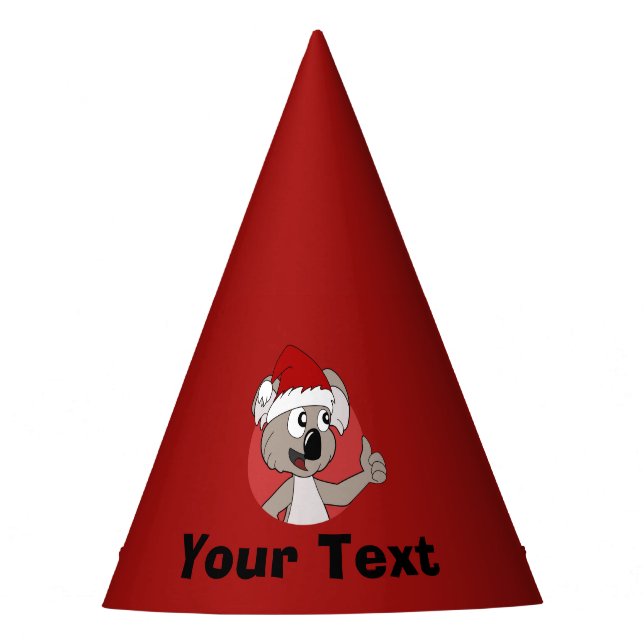Personalised Christmas koala cartoon Party Hat (Front)